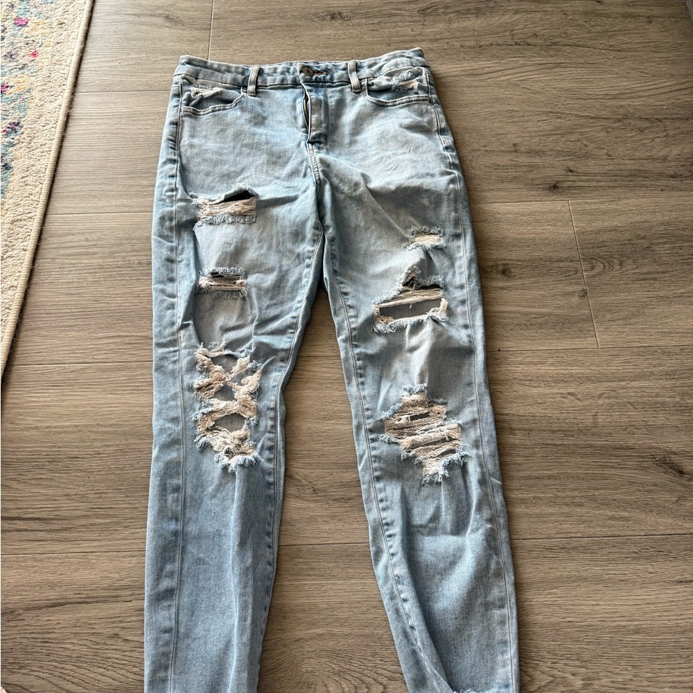 American Eagle Outfitters Ripped Light Blue Skinny Jeans